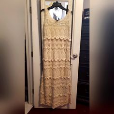 Brand New Never Worn. Unlined Floor Length Different Patterns Fitted Slightly Flare Are The Bottom Please Use Photos As Description Questions Just Ask Reasonable Offers Welcome Cream Sleeveless Lace Crochet Dress, Crochet Maxi Dress, Crochet Maxi, Different Patterns, White Cream, Cream White, Floor Length, Colorful Dresses, Product Description