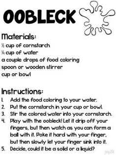 the instructions for how to make oobleck