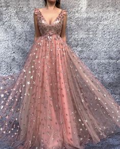 Cinnamon Stars Gown | Teuta Matoshi Prom Dresses Pink Long, Dresses Pink Long, Pink Long Prom Dress, Prom Dresses Pink, Stile Casual Chic, Cheap Prom Dresses Long, Prom Dresses Long Pink, Princess Prom Dresses, Prom Dress Evening