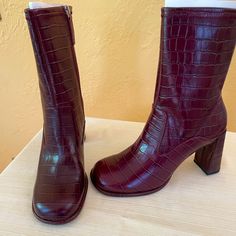 New Never Unpacked Topshop Leather Boots. Burgundy Crocodile Leather Style, Size 8.5 White Crocodile, Visual Archive, Crocodile Print, Boot Print, Crocodile Leather, Leather Style, Designer Boots, Modest Outfits, Leather Fashion