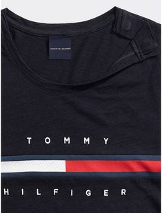 Tommy Hilfiger women’s T-shirt. Our signature tee in soft cotton, washed to feel like you’ve been wearing it for years. Part of our Adaptive Collection, designed for ease of dressing in classic Tommy style.  Material: 100% Better Cotton Initiative (bci) Cotton. Tommy Hilfiger Graphic Tee With Letter Print, Tommy Hilfiger Black Crew Neck T-shirt, Tommy Hilfiger Tops With Letter Print For Summer, Tommy Hilfiger Relaxed Fit Tops With Logo Print, Tommy Hilfiger Graphic Tee With Crew Neck, Tommy Hilfiger Graphic Tee With Graphic Print, Tommy Hilfiger Cotton Tops With Logo Print, Tommy Hilfiger Relaxed Fit Logo Print Tops, Tommy Hilfiger Graphic Tee For Spring