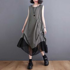 Sku CY-!125256 Material Polyester fiber 80% Style Irregular,Sleeveless Feature Pleated, Splicing Neckline Round-neck Occasion Casual, Vintage Seasons Summer Type Midi Dress Color Gray, Black, Army Green Size L, XL, 2XL Size Chart: Please consult the size chart we provide for this item's measurements to help you decide which size to buy. Please note: There may be 1-3cm differ due to manual measurement. CM Bust Shoulder Length L 102 41 109 XL 106 42 110 2XL 110 43 111 Casual Black Asymmetrical Sleeveless Dress, Black Sleeveless Patchwork Dress For Spring, Casual Asymmetrical Sleeveless Dress For Spring, Black Army, Dresses Xxl, Shoulder Length, Gray Dress, Xl Dress, Army Green