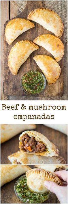 beef and mushroom empanadas in pita bread