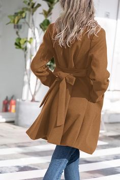 The Sophisticated Long Sleeve Belted Trench Coat is designed for all occasions. Crafted with high-quality fabric, it is lightweight and comfortable, yet provides a professional look with its intricate detailing. This coat features contrasting lapels, a belted waist, and long sleeves, for a chic, sophisticated look. A line dress coat, 98%Polyester, 2%Viscose Imported Snap closure Machine Wash Refined Texture & Design: Crafted from comfortable wool-like fabric, it features lapel collar, a front bu Brown Lapel Collar Outerwear, Brown Outerwear With Lapel Collar, Elegant Brown Fall Outerwear, Classic Brown Solid Color Outerwear, Camel Wool Coat For Workwear In Fall, Elegant Camel Outerwear For Fall, Brown Wool Coat For Office In Fall, Formal Camel Outerwear For Fall, Chic Camel Wool Coat For Fall