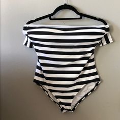 Size M Chic Striped Stretch Swimwear, Fitted Striped Swimwear For Spring, Striped Swimsuit, Womens Swim, Swimming, Womens Sizes, One Piece, Women Shopping, Black