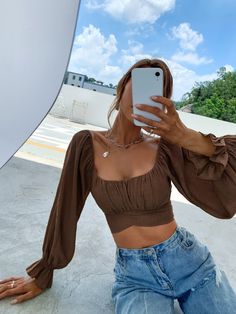 Outfit Inspo Summer, Neue Outfits, Birthday Outfits, Trendy Summer Outfits, Orange Top, Crop Top Outfits, Cropped Tops, Summer 24, Women Blouses