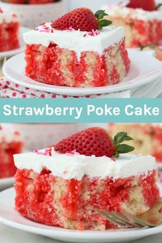 this strawberry poke cake is so easy to make and it's the perfect dessert