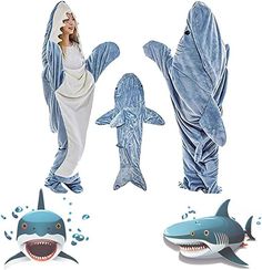 PRICES MAY VARY. Shark Blanket Premium Materials: Shark blanket made with thesuper soft cozy flannel fleece fabric. Super soft, comfortable and lightweight,warm and durable. Not only can be used as a sleeping bag, but also as a onesie suit. Shark outfit can be reclined on the couch or snuggled in the bed. Realistic Shark Design Hoodie Sleeping Bag: This wearable shark blanket compared with ordinary tail blanket. You can put your head and arms into it, Shark Blanket so that the whole body can fee Shark Sleeping Bag, Shark Onesie, Shark Blanket, Shark Costumes, Shark Hoodie, Flannel Hoodie, Animal Blanket, Comfy Blankets, Blanket Hoodie