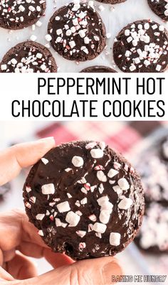 peppermint hot chocolate cookies with white and red sprinkles on top