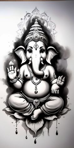 an artistic drawing of the god ganesha