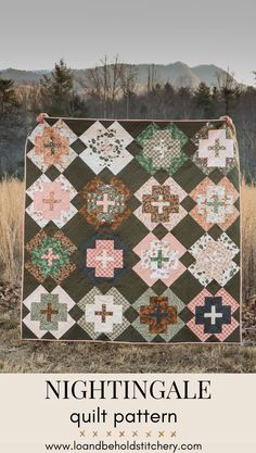 a quilt pattern with the words nightgae quilt pattern on it and an image of a