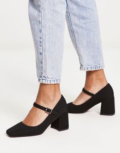 Shoes by ASOS DESIGN Adding to bag in 3, 2, 1… Adjustable strap Pin-buckle fastening Square toe Mid block heel Mary Jane Shoes Heels, Mid Heel Shoes, Mary Jane Heels, Ballet Flat Shoes, Work Shoes, Converse Chuck, Black Heels, Womens Flats, Flat Shoes Women