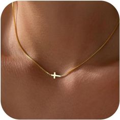 *Cross Necklace For Women: Cross Can Bring Happiness And Good Fortune; The Dainty Gold Cross Necklace Is Meaningful And Classic, And Suitable For Everyday Wear Or Dressing Up For Special Occasions; The Plating Is Beautifully Done, Giving It An Authentic And Elegant Appearance; Adjustable Chain Allows You To Find The Perfect Length For Your Style *Materials: Crafted With 14 K Real Gold Plated Brass, Our Cross Necklace Is Hypoallergenic, Nickel Free, Lead Free, And Resistant To Tarnishing And Disc Cross Necklace Simple, Cross Necklace For Women, Preppy Jewelry, Faith Jewelry, Rhinestone Cross, Gold Cross Necklace, Gold Cross Pendant, Minimalist Gifts, Small Crosses