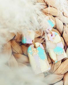 Pastel and Gold Leaf dangle earrings.  Resin coated.  Hypoallergenic studs. Pastel Drop Earrings For Gifts, Pastel Dangle Jewelry For Gifts, Handmade Pastel Dangle Earrings, Pastel Drop Earrings Jewelry As Gift, Earrings Resin, Resin Coating, Gold Leaf, Jewelry Earrings Dangle, Etsy App