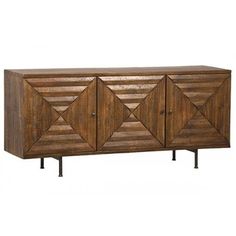 the sideboard is made out of wood and has geometric designs on it's sides