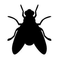 a black and white silhouette of a fly insect