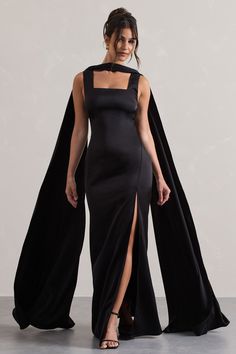 Looking for a black tie dress that will turn heads? Trust Intuition. Expertly cut in a staple black shade of premium satin, this maxi features a square neckline with a scarf detail that drapes down the back making an elegant statement. Style Intuition with a tousled bun to show off its flattering cowl back.Features - Premium satin- Bodycon fit - Square neckline- Scarf detail- Cowl back- Invisible zip closure - Thigh split- Maxi length Sizing & Fit Model is 5'7 and wears UK size 8 / US size 4Product Information Designed exclusively by Club L London Unlined with no stretch Premium satin in Black (100% Polyester) 157cm total length SKU: CL133289002 Maxi Dress With Scarf, Trust Intuition, Creative Black Tie, Dress With Scarf, Midi Bridesmaid Dress, Club L London, Black Tie Gala, Black Tie Dress, Party Dress Long Sleeve