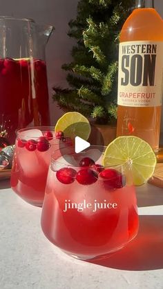 Lauren Milovich on Instagram: "‘Tis the season for batched cocktails, and we’re making Jingle Juice with @westernsonvodka! 
 
Crafted with passion and precision, Western Son Vodka embodies the spirit of the West. It’s smooth, pure and undeniably delicious, making it the obvious choice for all your holiday gatherings!
 
Here’s how to make it:
 
• Jingle Juice • 
*Serves 8-10
 
In a pitcher, combine:
2 cups Western Son Ruby Red Grapefruit Vodka
4 cups cranberry juice
½ cup lime juice
2 cups ginger ale
Stir
Pour over ice
Garnish w/ cranberries + lime wheels
Enjoy!"