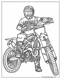 a person on a dirt bike coloring page