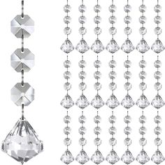 PRICES MAY VARY. PACK OF 30: Bulk Hanging Crystals for Decoration for Centerpieces, Elegant Clear Acrylic Plastic Diamond Drop Crystal Dangle Ornaments Set for Christmas Tree Decorations, SIZE - 26mm Crystal Diamond Pendant x 1; 14mm Clear Octagon Beads x 3; 12mm Silver Metal Split Rings x 4; The total length of crystal diamond ornaments is 10cm long. CLEAR ACRYLIC PLASTIC PREMIUM QUALITY: Lightweight, won't put too much pressure on lamps, chandeliers, centerpieces or christmas trees - Reflects Diamond Ornaments, Wedding Party Centerpieces, Ornaments For Christmas Tree, Crystal Garland, Crystal Centerpieces, Ornaments For Christmas, Leaf Ornament, Christmas Tree Garland, Crystal Angels