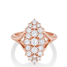 Meet Vivienne – the vintage-inspired navette ring that's as stunning as she is unique. Featuring spilt-shank detailing & a swath of white diamonds, she's the ultimate engagement ring for those looking for something out of the ordinary. This piece is part of our latest launch of engagement rings, shop the collection here. Luxury Marquise Cluster Ring With Rose Cut Diamonds, Luxury Marquise Cut Diamond Ring In Rose Gold, Luxury Rose Gold Marquise Diamond Ring, Elegant Marquise Cluster Ring With Single Cut Diamonds, Elegant Marquise Diamond Cluster Ring, Rose Gold Marquise Ring For Formal Occasions, Marquise Rose Gold Diamond Ring With Center Stone, Formal Marquise Rose Gold Ring, Rose Gold Marquise Diamond Ring With Accents