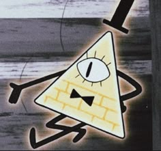 a cartoon drawing of a triangle with an eye on it