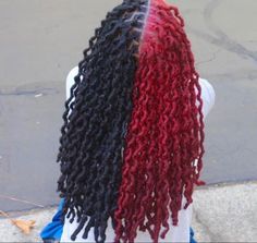 Half And Half Hair Color Locs, Half And Half Locs, Black Hair Locs, Blk Hairstyles, Dread Ideas, Loc Colors, Dreadlocks Hairstyle, Dyed Locs