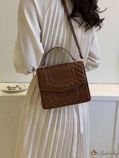 BirdinBag - Fashionable French Shoulder Bag with Multiple Functions Brown Crossbody Bag, Coffee Brown, Save The Planet, Black Cross Body Bag, Square Bag, French Fashion, Bag Straps, All In One, Pu Leather