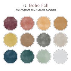 the 12 color palettes for instagram highlight covers