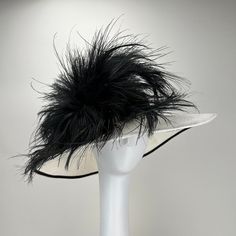 Corine — Jill Courtemanche Millinery Fur Felt Boater Hat For Kentucky Derby, Kentucky Derby Wide Brim Fur Felt Top Hat, Fitted Evening Hats With Feathers, Fitted Evening Top Hat With Feathers, Summer Evening Hats With Feather Trim, Feather Trim Top Hat For Royal Ascot Evening, Wide Brim Feather Trim Fascinator For Kentucky Derby, Feather Trim Mini Hats For Kentucky Derby Evening, Classic Evening Hat With Structured Crown