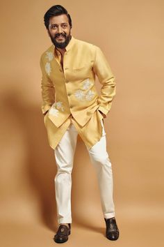 Full Sleeve Kurta, Kurta Set Men, Wedding Kurta For Men, Mango Yellow, Groom Dress Men, Haldi Outfits, Haldi Outfit