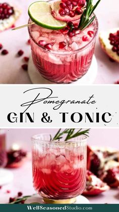 pomegranate gin and tonic Boozy Cocktails, Simple Party Food, Pomegranate Gin, Gin Tonic Cocktail, Pomegranate Cocktails, Christmas Gin, Fantastic Recipes, Tonic Recipe