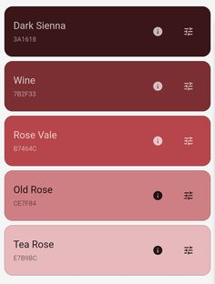 an iphone screen showing the different colors of wine