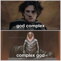 two pictures with the words god complex and an image of a man in a hoodie