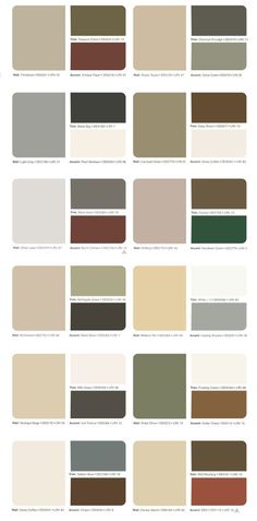 the different shades of paint that are used in this painting project, including neutrals and browns