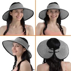 Elevate your sunny day essentials with the SUN CUBE Women's Sun Visor Hat, a chic blend of style and sun protection. This versatile accessory is perfect for beach outings, garden parties, or any outdoor activity where you need to shield yourself from the sun.

- Material: Premium paper straw
- Color: Black & White
- Size: Fits head circumferences 22-22.8 inches
- Gender: Female
- Features: Wide brim for optimal face and neck protection, UPF 50+ UV protection, ponytail hole, foldable design for e Lightweight Visor Sun Hat For Spring, Adjustable Packable Sun Hat For Sunbathing, Sun Hat With Uv Protection For Beach Season, Lightweight Summer Visor Hat, Lightweight Uv Protection Sun Hat For Spring, Brimmed Sun Hat With Uv Protection For Sunbathing, Lightweight Beach Visor Hat, Lightweight Wide Brim Sun Hat For Beach, Beachy Sun Hat With Uv Protection