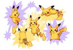 pokemon pikachu wallpapers with different shapes and sizes, all in yellow