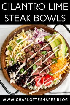 a plate filled with steak and corn salad