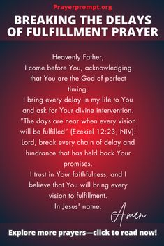 Breaking the Delays of Fulfillment Prayer For Deliverance, Prayer For A Job, Better Attitude, Invocation Prayer, Pray Daily, Financial Prayers, Godly Relationship Quotes, Prayer Ideas, Salvation Prayer