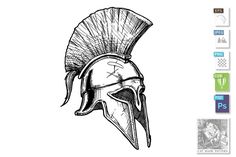 a drawing of a roman helmet