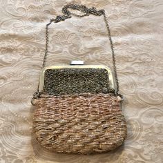 Nwot. Gorgeous Intricately Beaded Anthropologie Shoulder Bag. Can Be Converted To A Clutch. Each Side Of The Bag Is Shimmery And Uniquely Beaded. Perfect For Special Events, Can Fit Some Money, Keys And A Cellphone. Classy And Fabulous! Silver Beaded Bag For Events, Silver Beaded Pouch Bag, Silver Beaded Clutch Shoulder Bag, Silver Beaded Shoulder Bag Clutch, Chic Silver Beaded Bag, Silver Beaded Pouch Evening Bag, Anthropologie Bags, Classy And Fabulous, Branded Bags