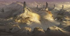 an artist's rendering of a desert landscape