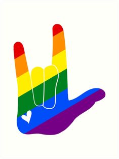 a rainbow peace sign with a heart on it's middle finger and the word love in the middle