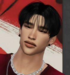 an animated image of a young man with black hair and piercings on his ears