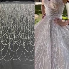 Elegant Sequin Embroidery Lace Fabric for Wedding Dress - Etsy White Dresses With Pearl Embroidery For Bride, Elegant Embroidered Dress For Bride, White Bridal Dress With Pearl Embroidery, White Bride Dress With Pearl Embroidery, Elegant Embroidered Bridal Dress, Elegant Embroidered Bride Dress, Elegant White Dress With 3d Embroidery, Fitted White Embroidered Fabric For Banquet, Fitted White Embroidered Fabric For Banquets