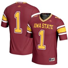 As an avid Iowa State Cyclones fan, you never miss a minute of the action. This GameDay Greats Endzone Football Jersey is perfect for cheering your team to victory, whether you're watching from inside the stadium or at home on your couch! It features bold graphics that ensure your Iowa State Cyclones pride is on full display. Game Day Team-colored Jersey With Team Logo, Collegiate Game Day Jersey With Team Logo, Collegiate Jersey For Football Season Team Events, Collegiate Jersey For Football Season, Throwback Team-colored Jersey For Fans, Collegiate Jersey With Team Logo For Sports Events, Team Logo Jersey For Fan Merchandise, Collegiate Team Jersey For Fans, Collegiate Jersey With Team Name For Fans