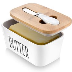 PRICES MAY VARY. 【UPDATED VERSION】The butter dish with lid for countertop has a groove that perfectly fits the knife, integrating the butter knife, and butter dish. Don't worry about not having a butter knife when you want to cut some butter. The upgraded lid is more durable than the previous lids. This butter dish with lid is perfect for use at the dining table. 【A PERFECT MATCH FOR MOST BUTTER BRANDS】The butter container measures 6.3 x 3.5 x 2.7 inches, enough to accommodate butter of various Butter Container, Butter Brands, Butter Bell, Butter Keeper, Butter Crock, Ceramic Butter Dish, Keramik Design, Butter Knife, Kitchen Gift