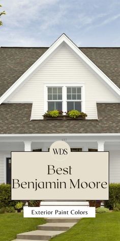 Are you searching for the best Benjamin Moore exterior paint colors to enhance your curb appeal, and create an exterior look that will be the envy of the neighborhood? These 12 popular colors are the best-performing, most consistent Benjamin Moore exterior paint colors that I recommend time and time again to my exterior design clients! Read on! Benjamin Moore Chantilly Lace Exterior, Swiss Coffee Benjamin Moore Exterior, Cream House Exterior Color Combos, Taupe Exterior Paint Colors For House, Exterior Painted Brick House, Dulux Exterior Paint Colours, Outdoor House Paint Colors, Benjamin Moore Exterior Paint Colors, Small House Exterior Colors