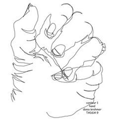 a drawing of someone's hand holding something in their left hand with the other hand