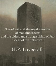 a tall tower with a tree on top and the words h p lovecraft above it